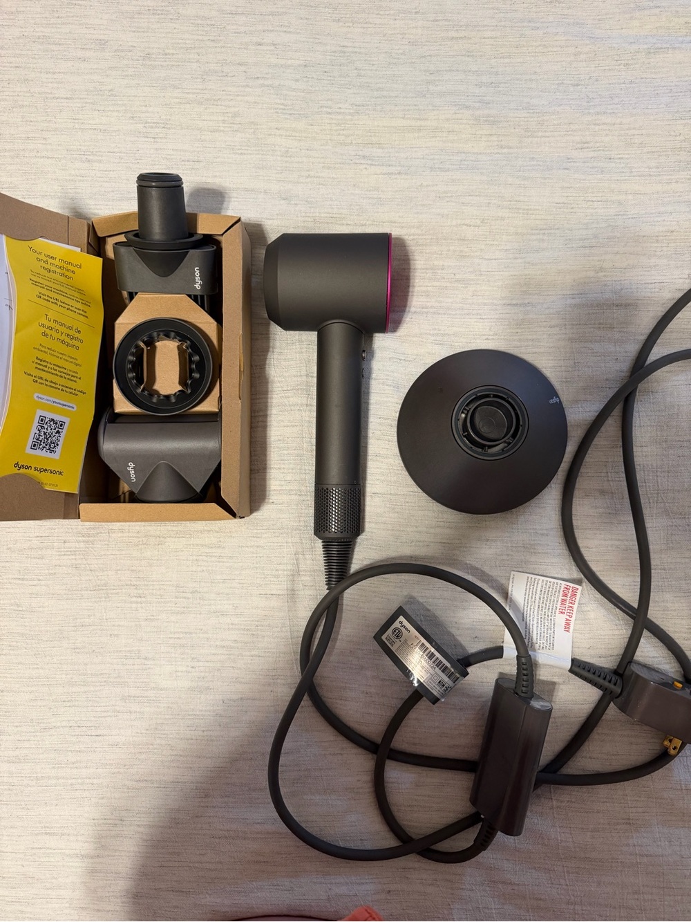 Dyson Hair Dryer in Matte Black with Pink Accent